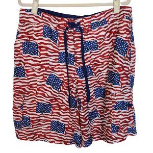 Cabela's Mens XL Red Blue American Flag Patriotic Lace Up Board Short Swim Trunk